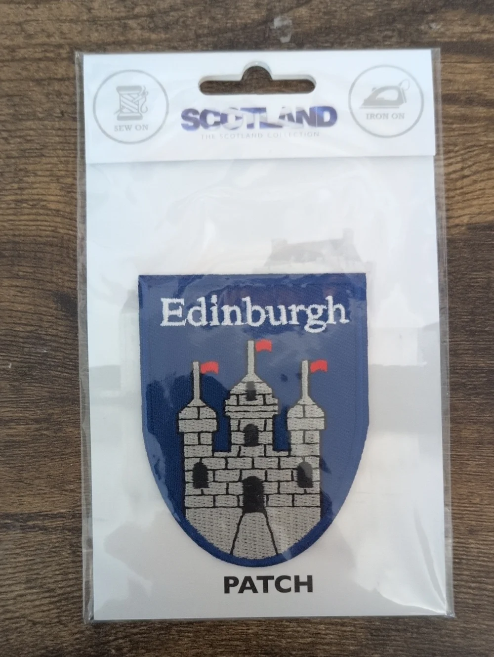 Edinburgh Castle Embroidered Patch - Blue and Silver Accent